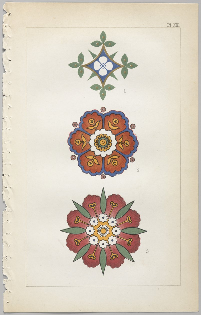 A dekoratív tervezés művészete: egy függelék, amely megadja a nap óráit, amikor a virágok nyílnak, kiadó: Day & Son, London, 1862 alkotó: Christopher Dresser