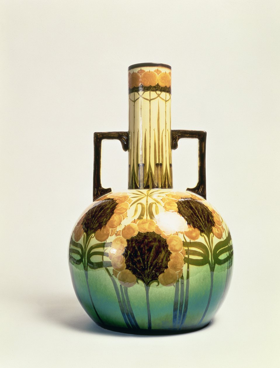 Váza, Clarissa Ault díszítette, 1890 körül alkotó: Christopher Dresser