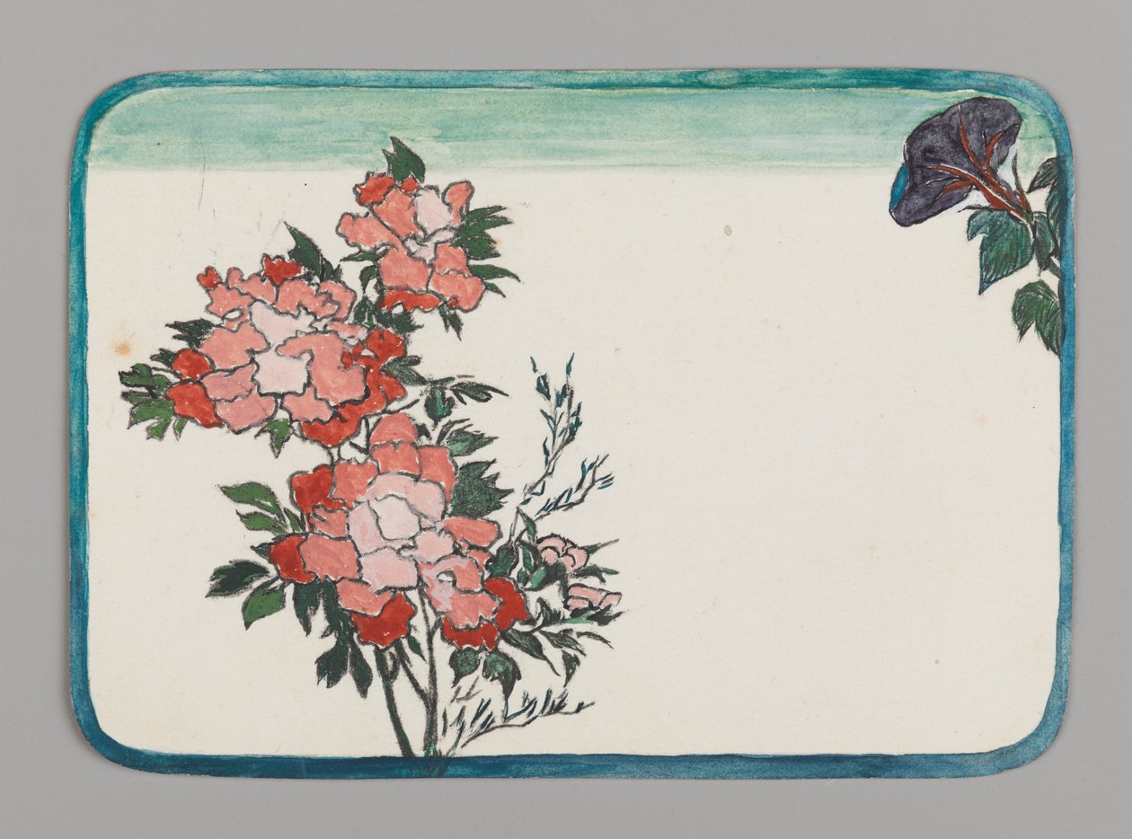 Kis kártya krizantémokkal és reggeli dicsfénnyel, 1880 körül. Akvarell alkotó: Christopher Grant La Farge