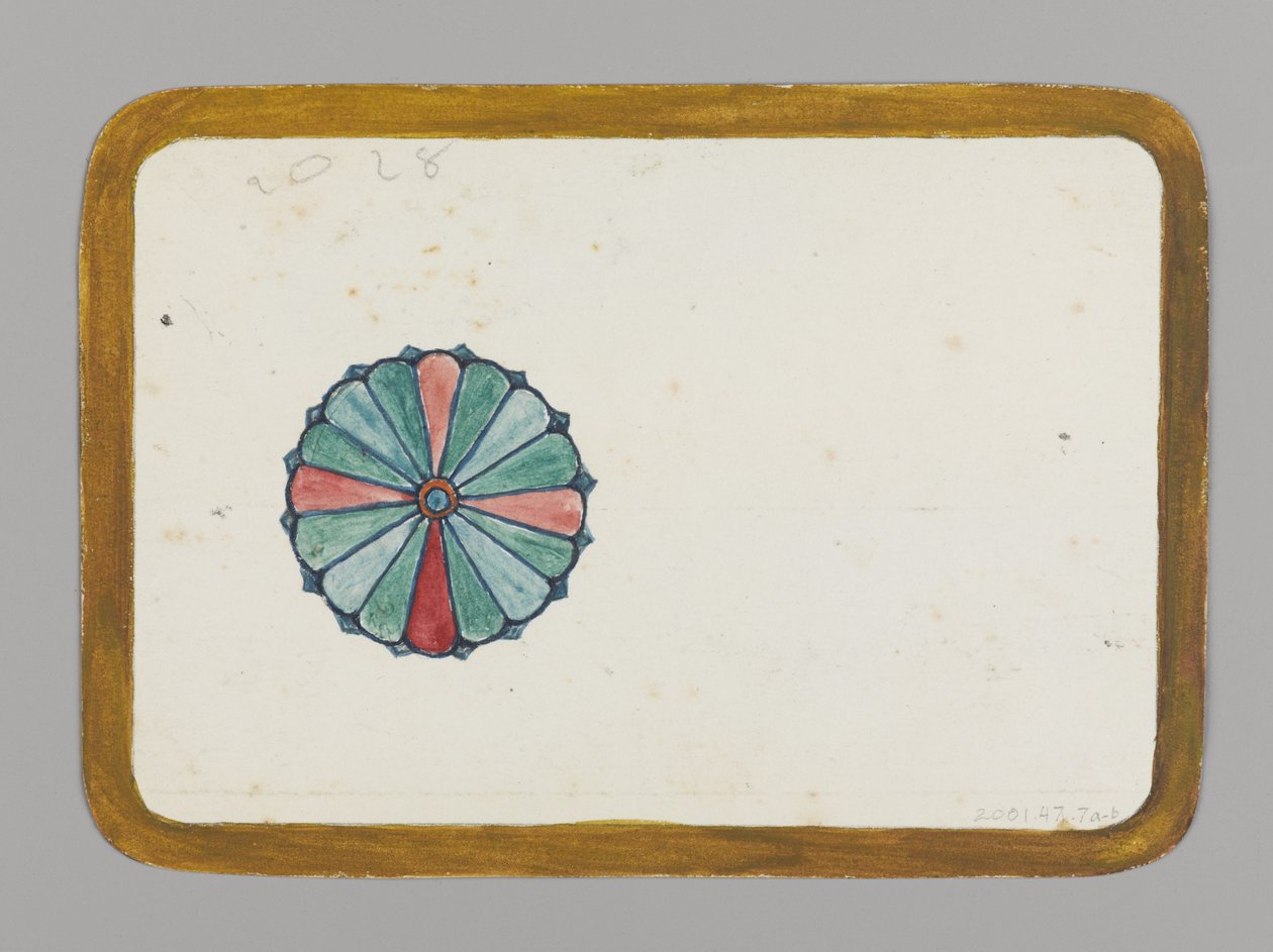 Stilizált krizantém (verso), 1880 körül (wc, fekete tinta és fémes festék grafiton nagyon vékony kartonon) alkotó: Christopher Grant La Farge