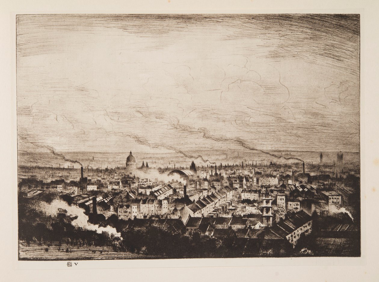 London a Parliament Hillből, kocsmából. 1923. alkotó: Christopher Richard Wynne Nevinson