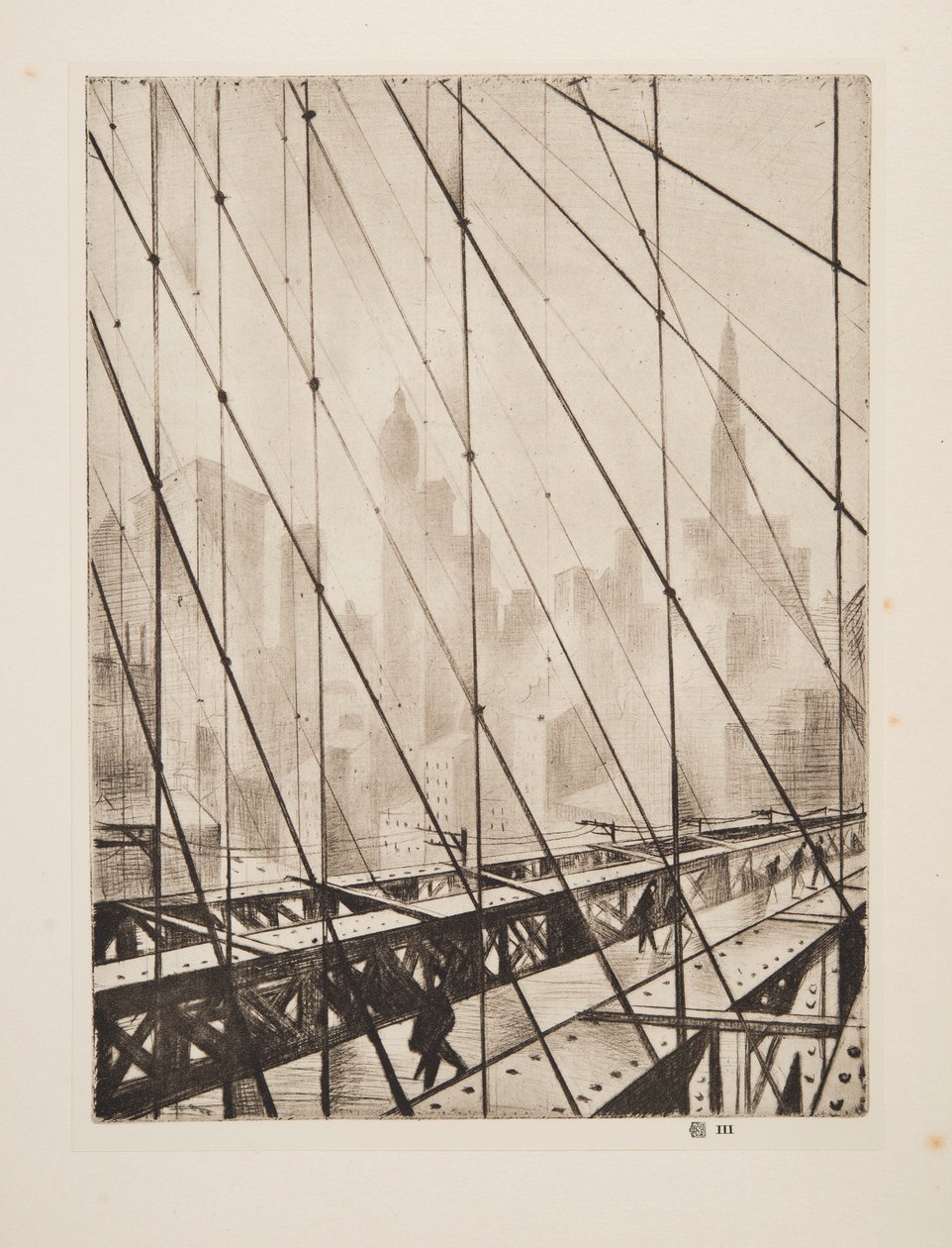 Átnézve a Brooklyn Bridge-en, kocsmában. 1921. alkotó: Christopher Richard Wynne Nevinson