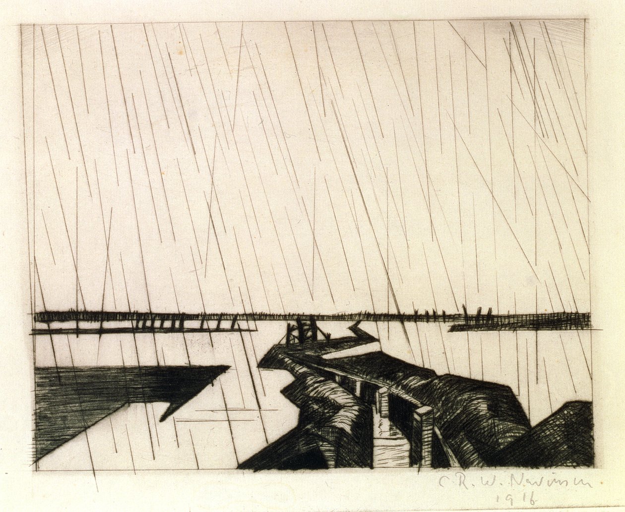 Elárasztott árok az Yseren, 1916 (szárazhús) alkotó: Christopher Richard Wynne Nevinson