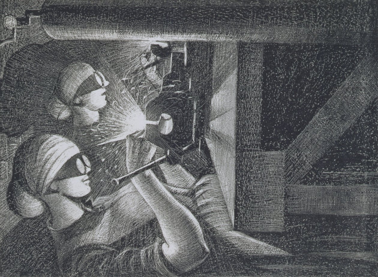 Acetilénhegesztők, 1917 (maratás és szárazhegy) alkotó: Christopher Richard Wynne Nevinson