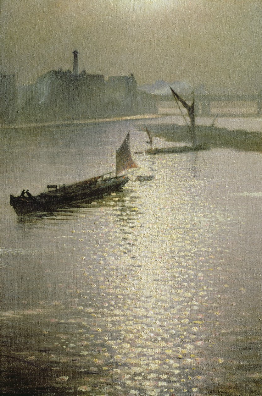 A Waterloo hídról: Nap áttör a ködön, 1924 körül alkotó: Christopher Richard Wynne Nevinson