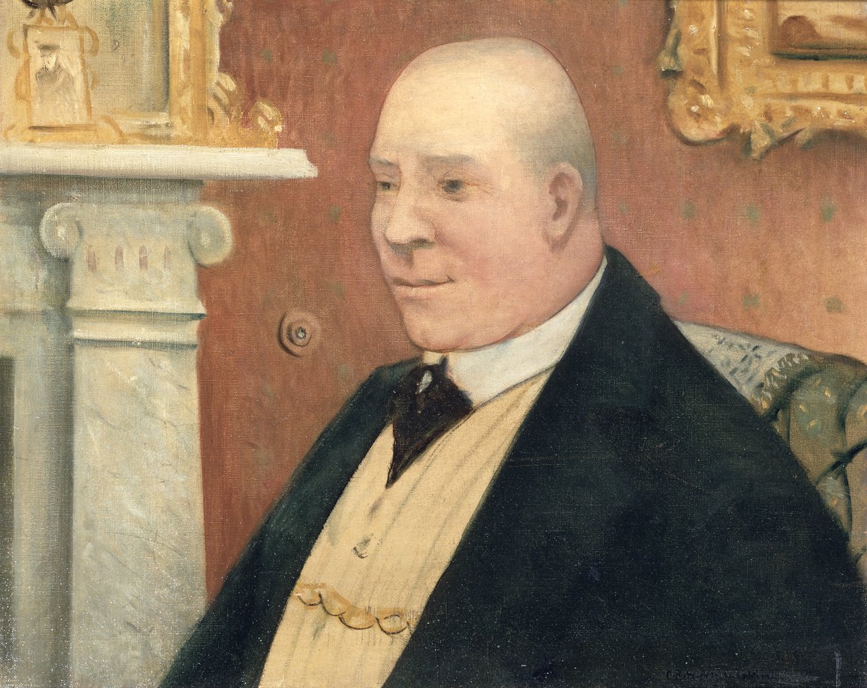 Vagyonra tett szert, de elvesztette egy fiát. Mr Moat († 1940), a Sitwell család inasának portréja, 1918 alkotó: Christopher Richard Wynne Nevinson