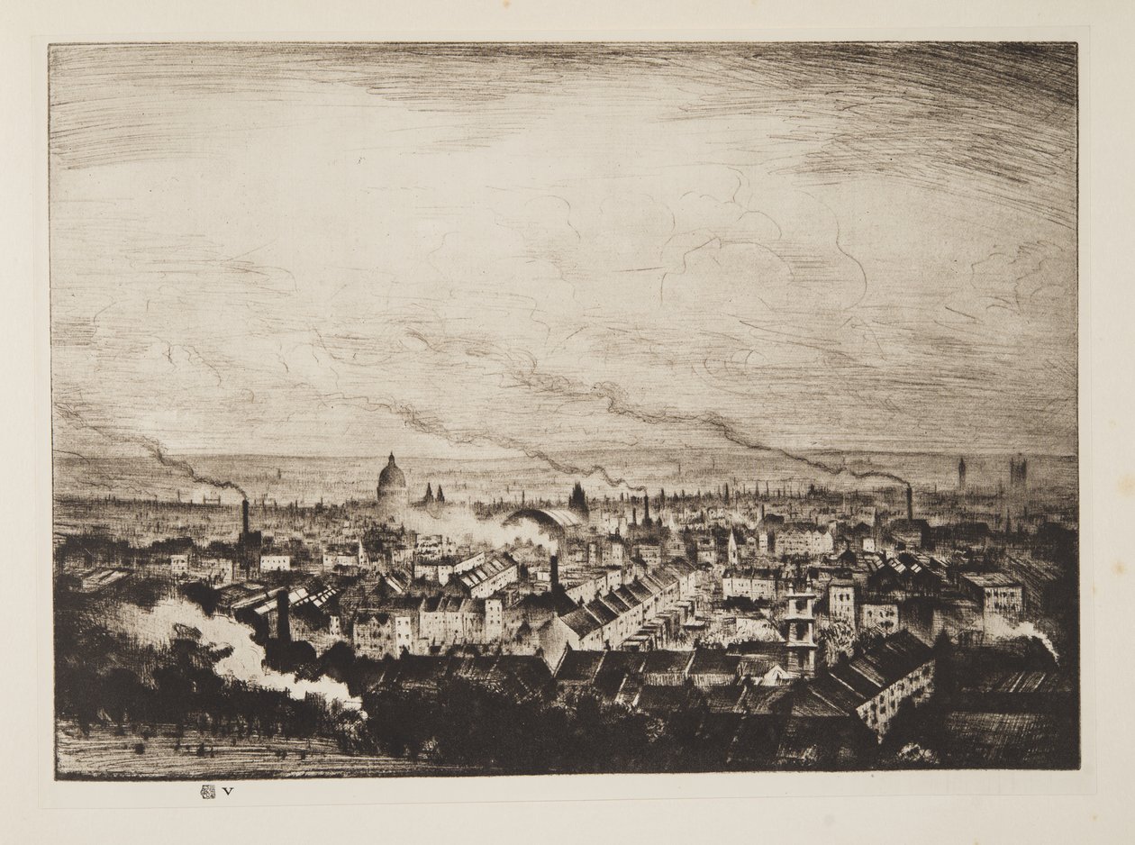 London a Parliament Hillről, pub.1923 (rézkarc) alkotó: Christopher Richard Wynne Nevinson