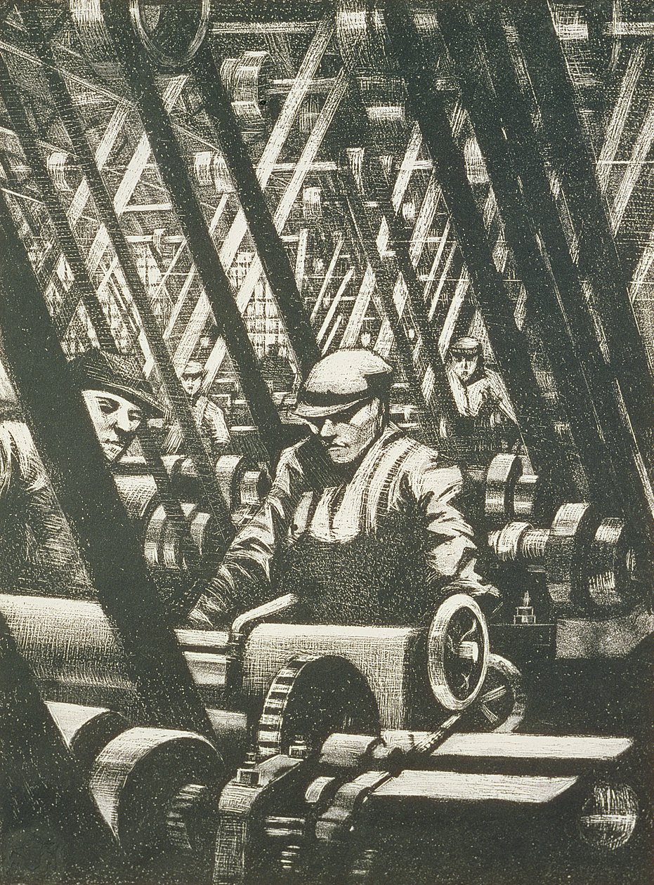 A motor gyártása, 1917 (maratás és szárazhús) alkotó: Christopher Richard Wynne Nevinson