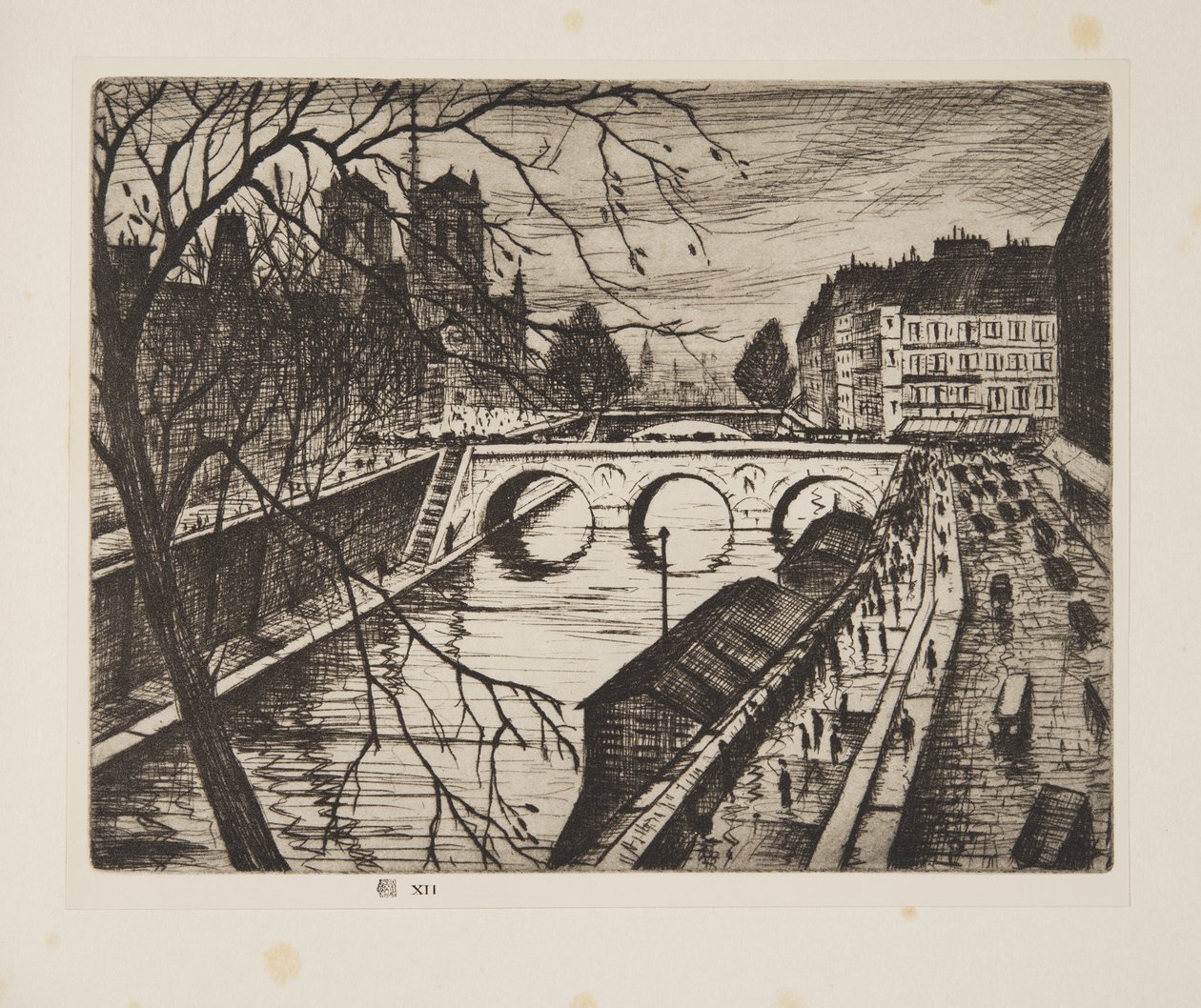 Notre Dame, The Quays of Paris, pub.1931 (rézkarc) alkotó: Christopher Richard Wynne Nevinson