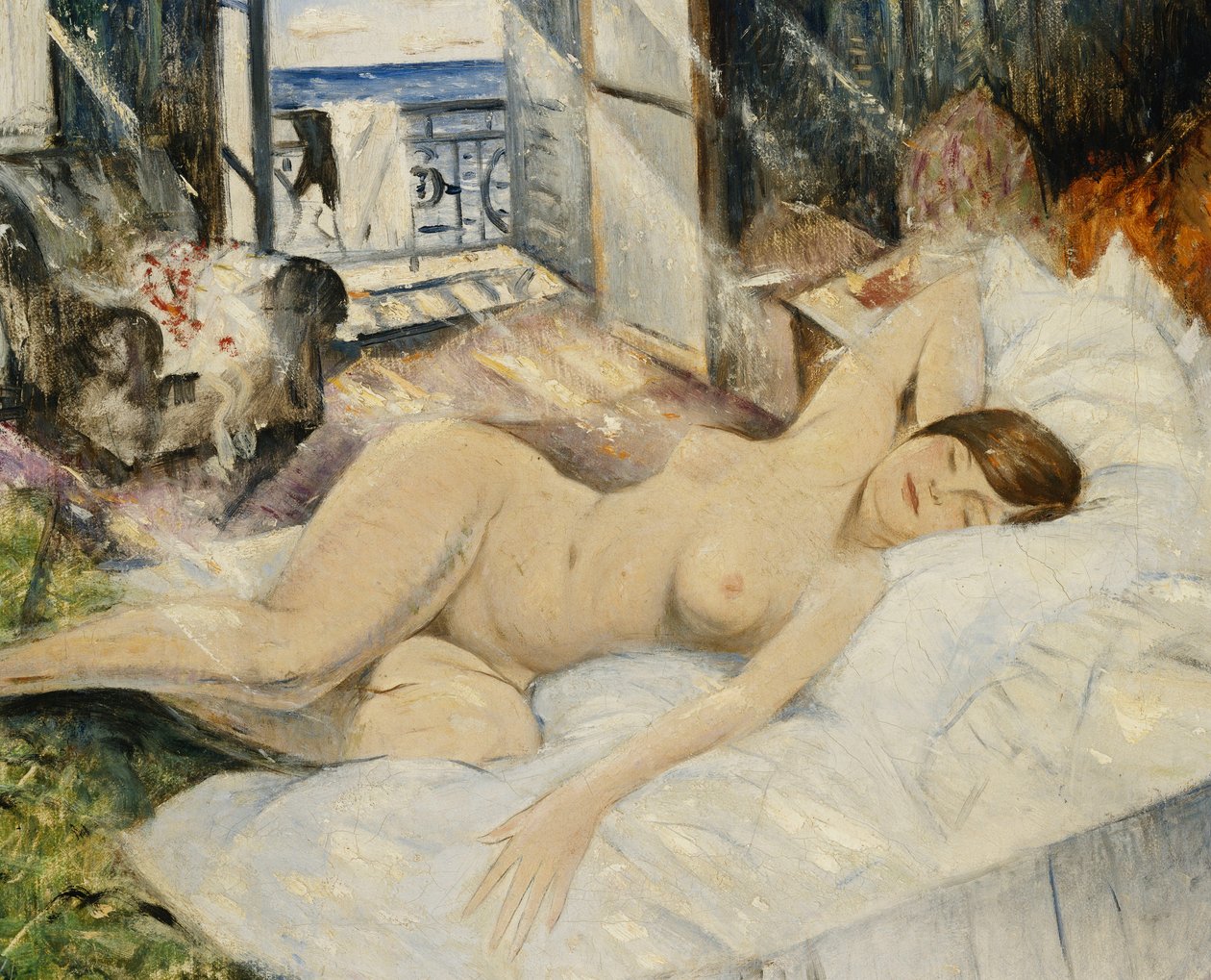 Meztelen ágyon, Dél-Franciaország, alkotó: Christopher Richard Wynne Nevinson