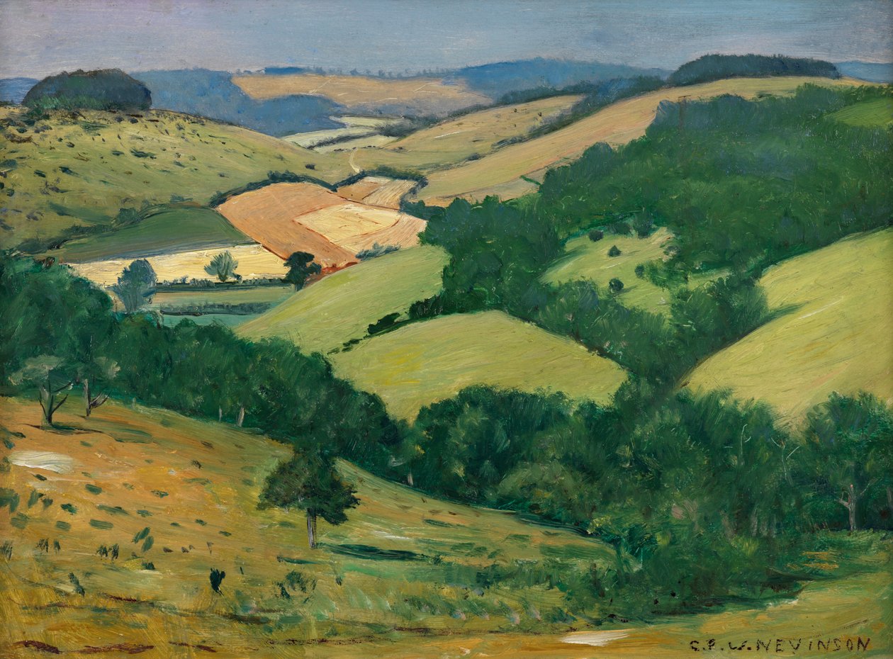 Rolling Country (a Goodwood alatti mélypontok) (olaj a fedélzeten) alkotó: Christopher Richard Wynne Nevinson