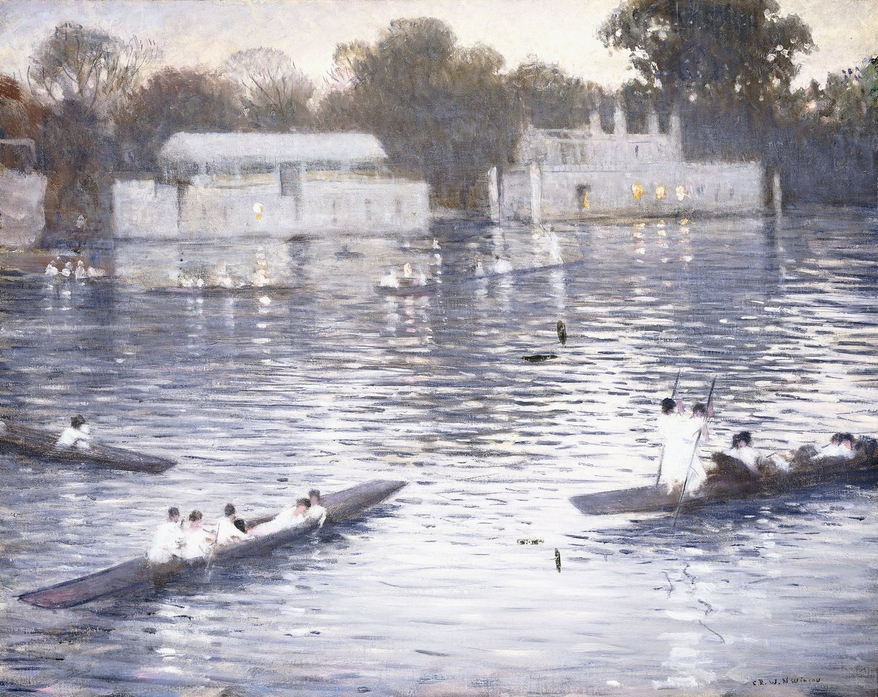 Vasárnap este, Punts on the Thames at Henley, 1924 alkotó: Christopher Richard Wynne Nevinson