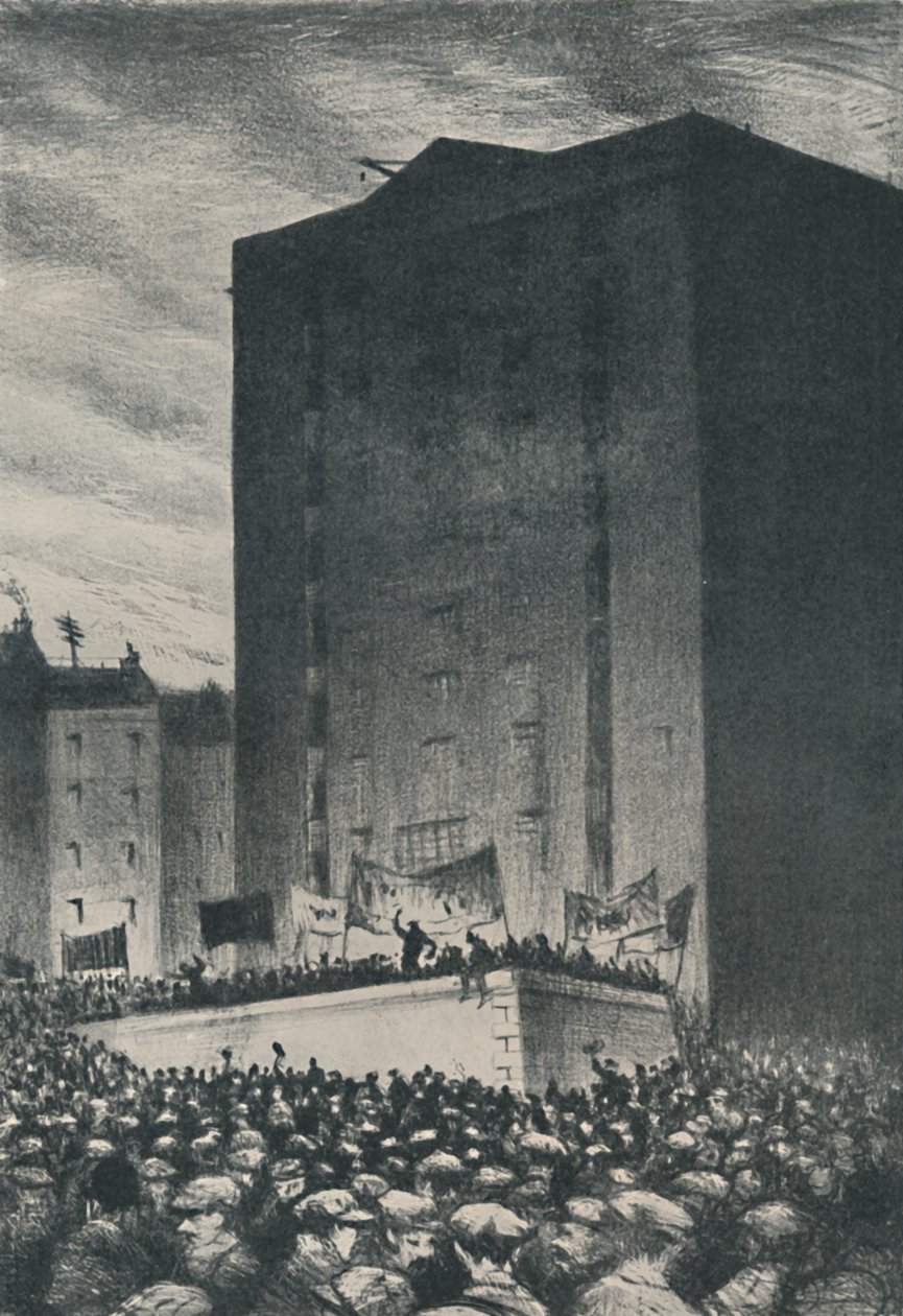 A vasutassztrájk – Találkozó a Tower Hillen, 1919, 1920 alkotó: Christopher Richard Wynne Nevinson