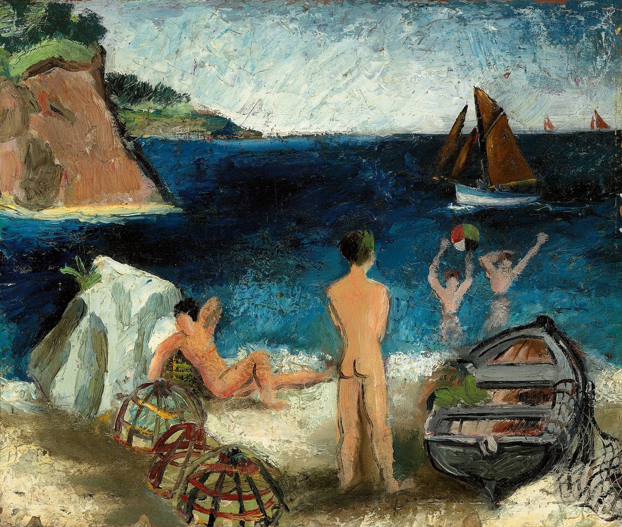 Fürdőzők a tenger mellett, Treboul alkotó: Christopher Wood
