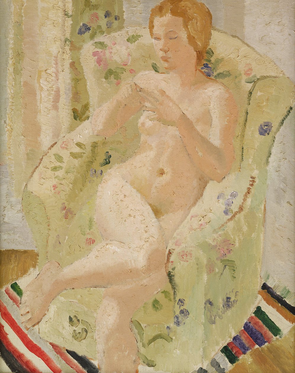 Ülő meztelen lány egy belső térben, 1928 alkotó: Christopher Wood
