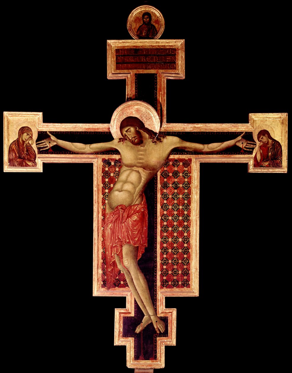 Detrempe feszület Cimabue (Cenni di Pepo) fán (1272-1302) 1268-1271 Méret: 336x267 cm Arezzo, San Domenico templom alkotó: Cimabue