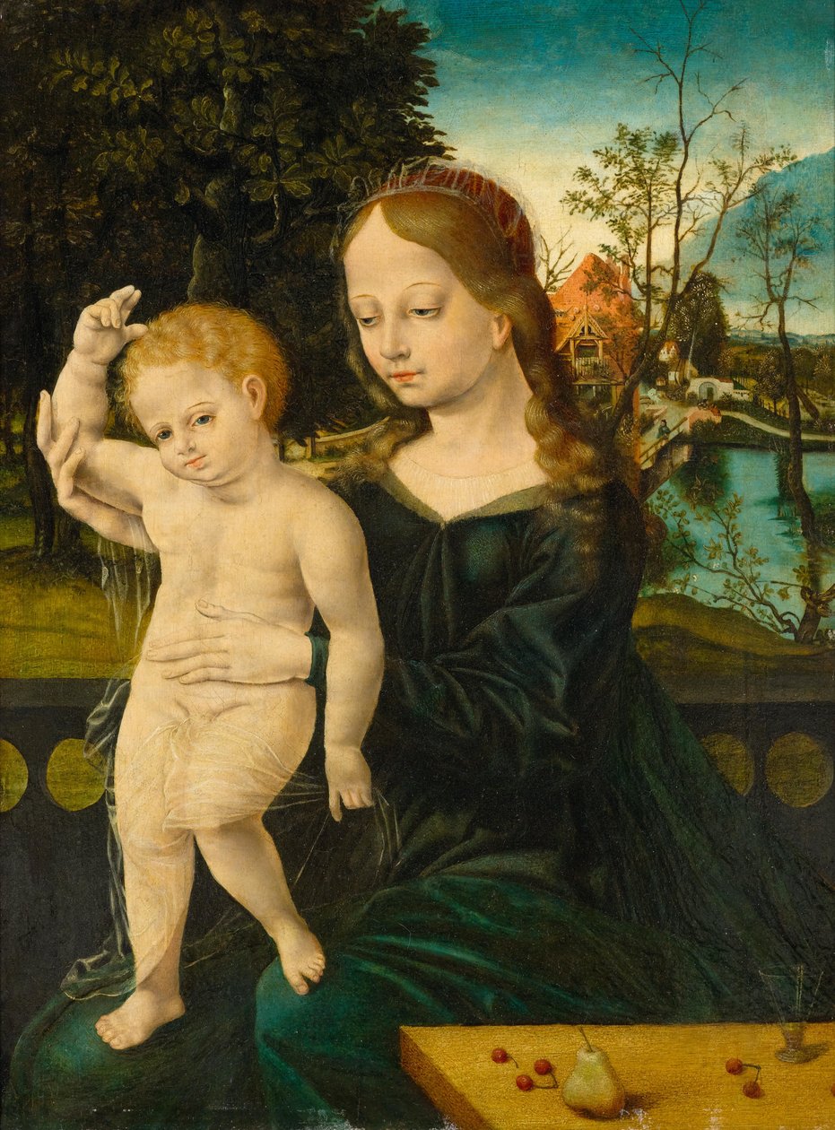 Madonna és gyermeke egy folyó táj előtt alkotó: Bernard van Orley
