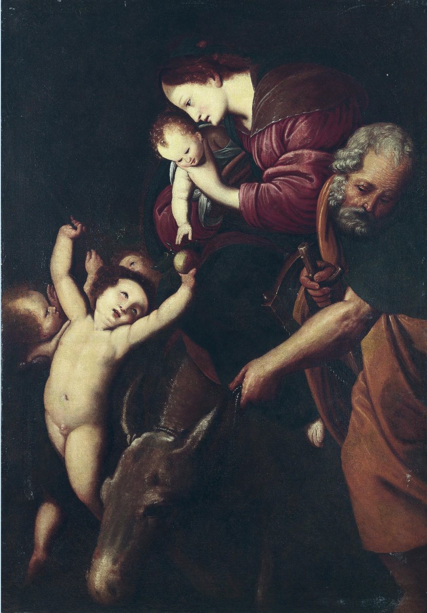 A Szent Család Egyiptomba repülés közben alkotó: Circle of Giovanni Battista Crespi