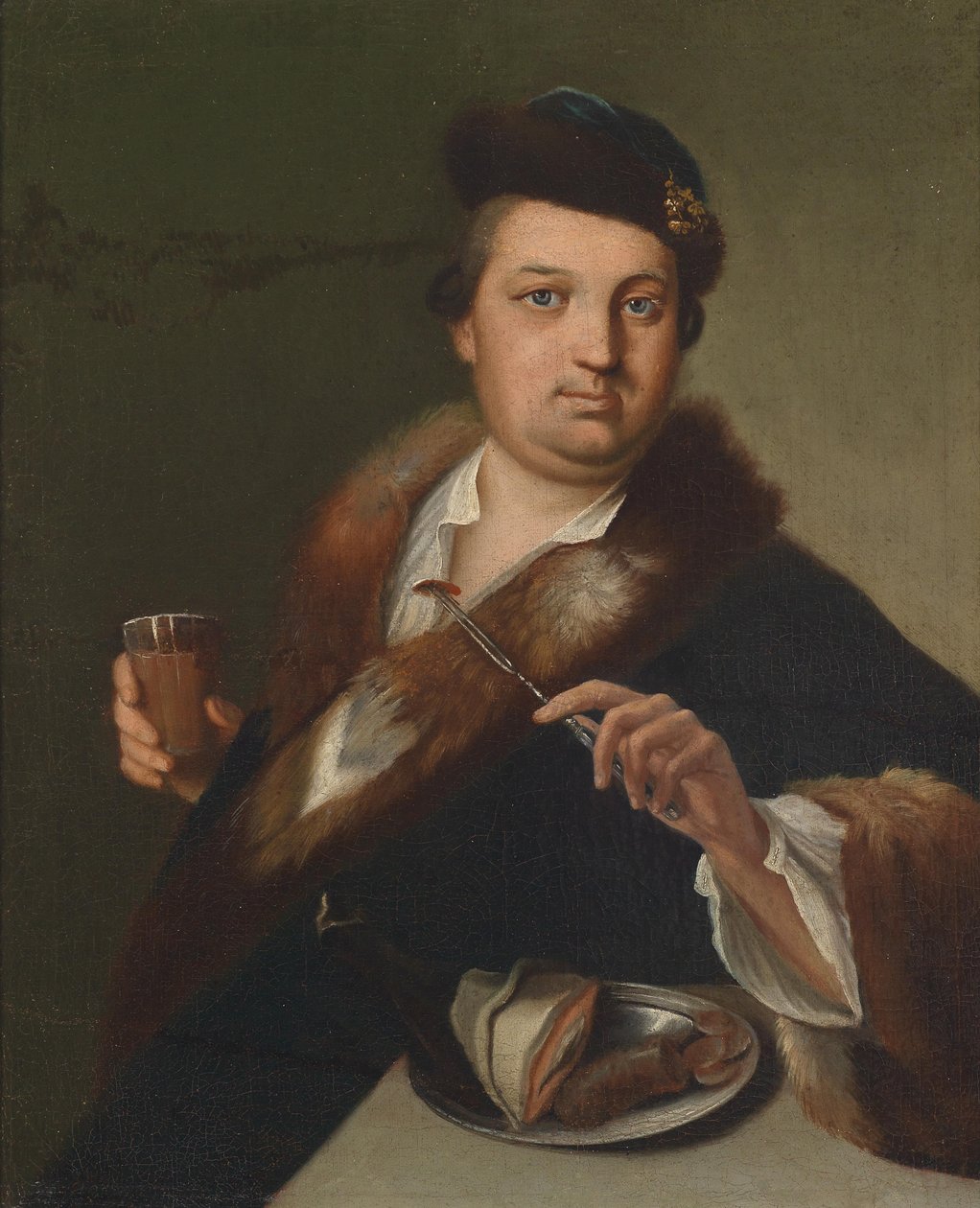 Egy férfi, aki ételt eszik alkotó: Circle of Jan Kupecký