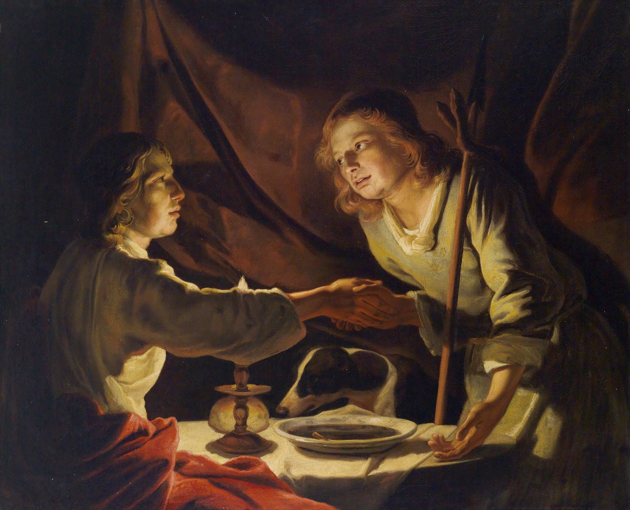 Ézsau eladja Jákobnak az elsőszülöttségi jogot vagy A lencse udvara alkotó: Circle of Matthias Stom
