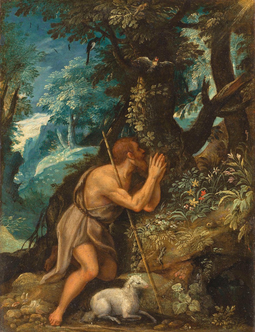 Szent János a pusztában alkotó: Circle of Adam Elsheimer