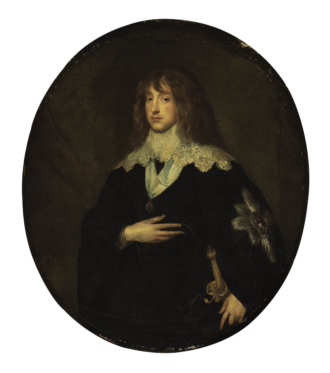 Károly Lajos Károly pfalzi választófejedelem (1617-1680) portréja, mint a Hagyományőrző Rend lovagja alkotó: Circle of Anthony van Dyck