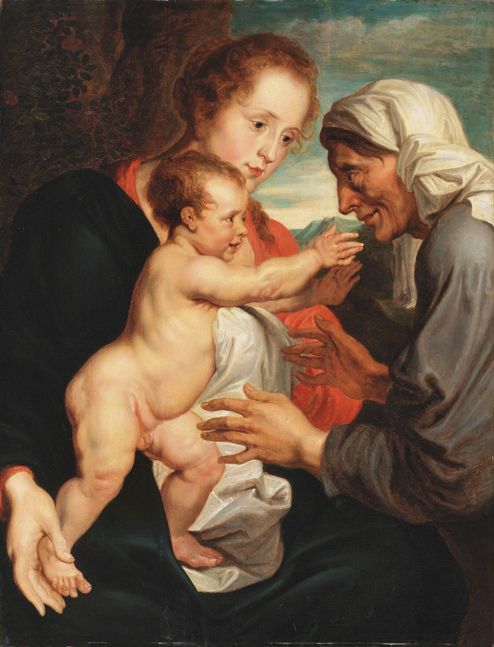 A Szűzanya és gyermeke Szent Annával alkotó: Circle of Anthony van Dyck