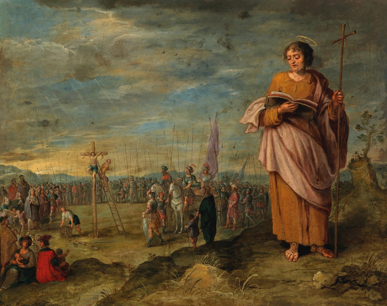 Frans Francken II (kör) Evangélista és Krisztus keresztre feszítése alkotó: Circle of Frans Francken the Younger