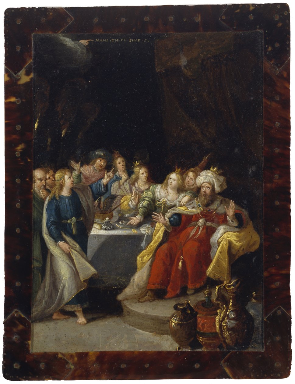 Belsazár ünnepe, dátum nélkül (olaj, réz) alkotó: Circle of Frans Francken the Younger