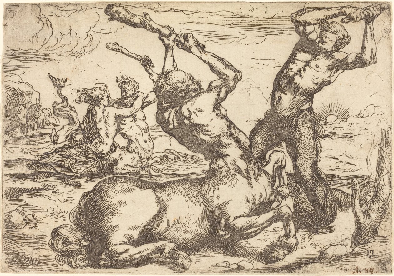 Harc egy kentaur és egy triton között alkotó: Circle of Jusepe de Ribera