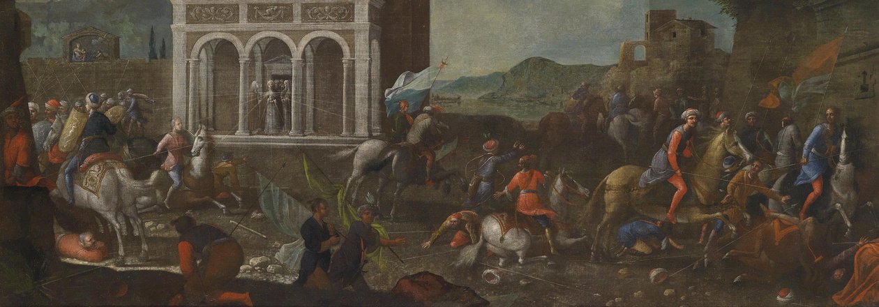 Sienai Szent Katalin várost véd a törökök ellen alkotó: circle of Vittore Carpaccio