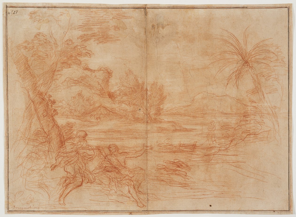 Johannes der Täufer offenbart Christus den Heiligen Petrus und Andreas (recto); Heidnisches Opfer (verso) alkotó: Ciro Ferri