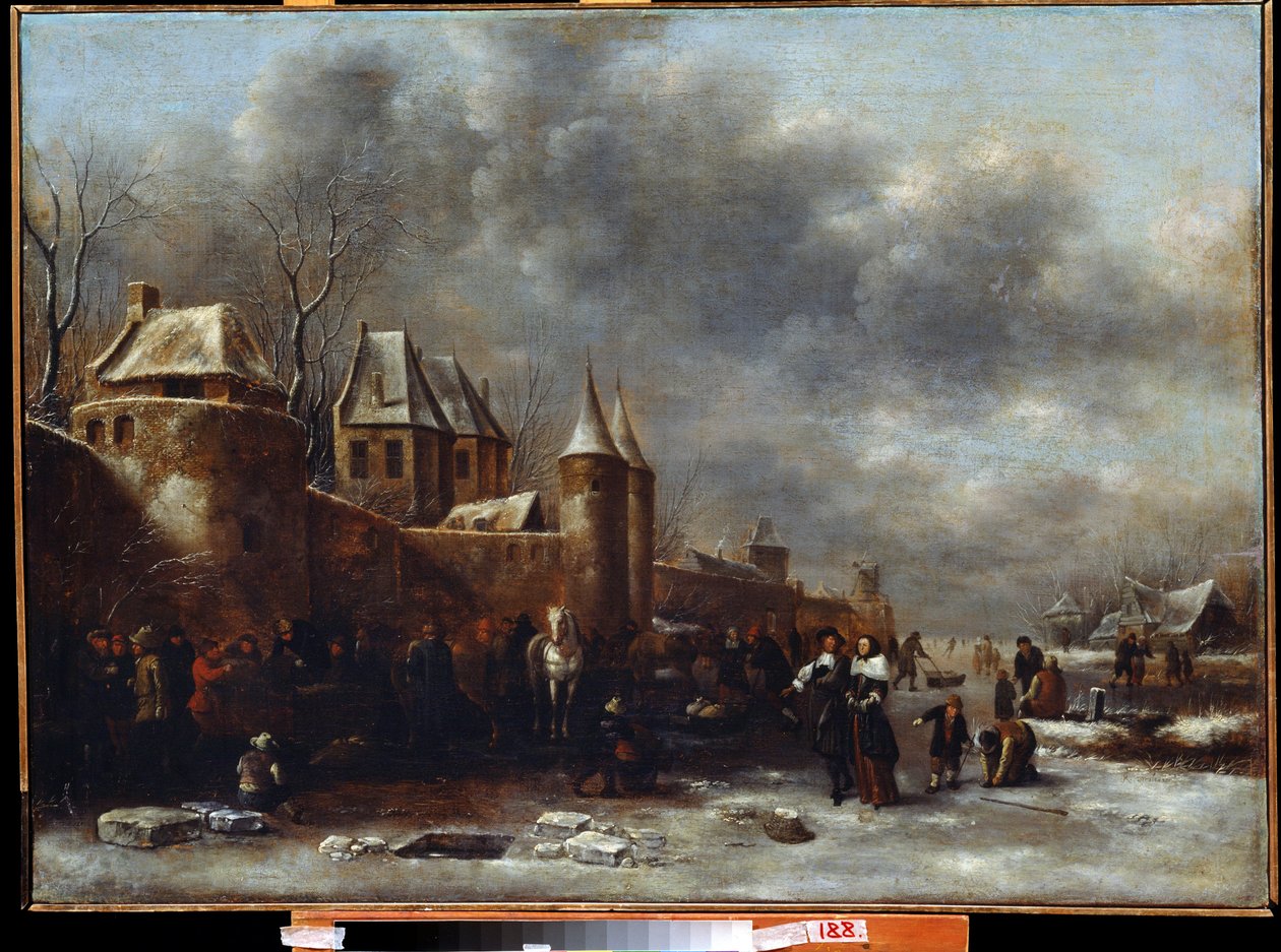 Chateau au bord de la riviere (Kastély a folyóparton). Claes Molenaer festménye (Claes alkotó: Claes  Molenaer