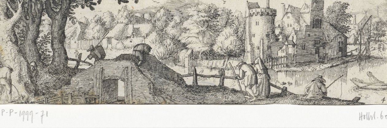 Kilátás egy kastélyra Szakmák és arcok Amszterdamban és környékén (sorozat címe) alkotó: Claes Jansz. Visscher (II) (attributed to)