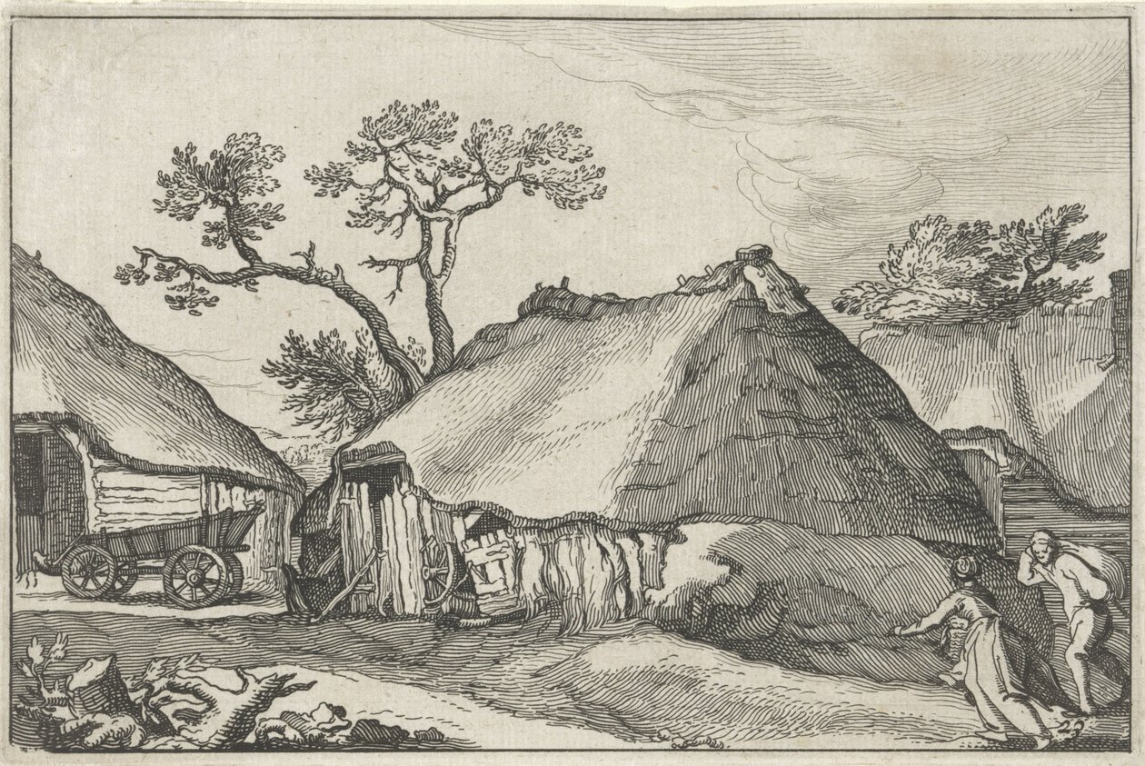 Farm és egy kocsi az udvaron Tájak farmokkal (sorozat címe) alkotó: Claes Jansz. Visscher (II)