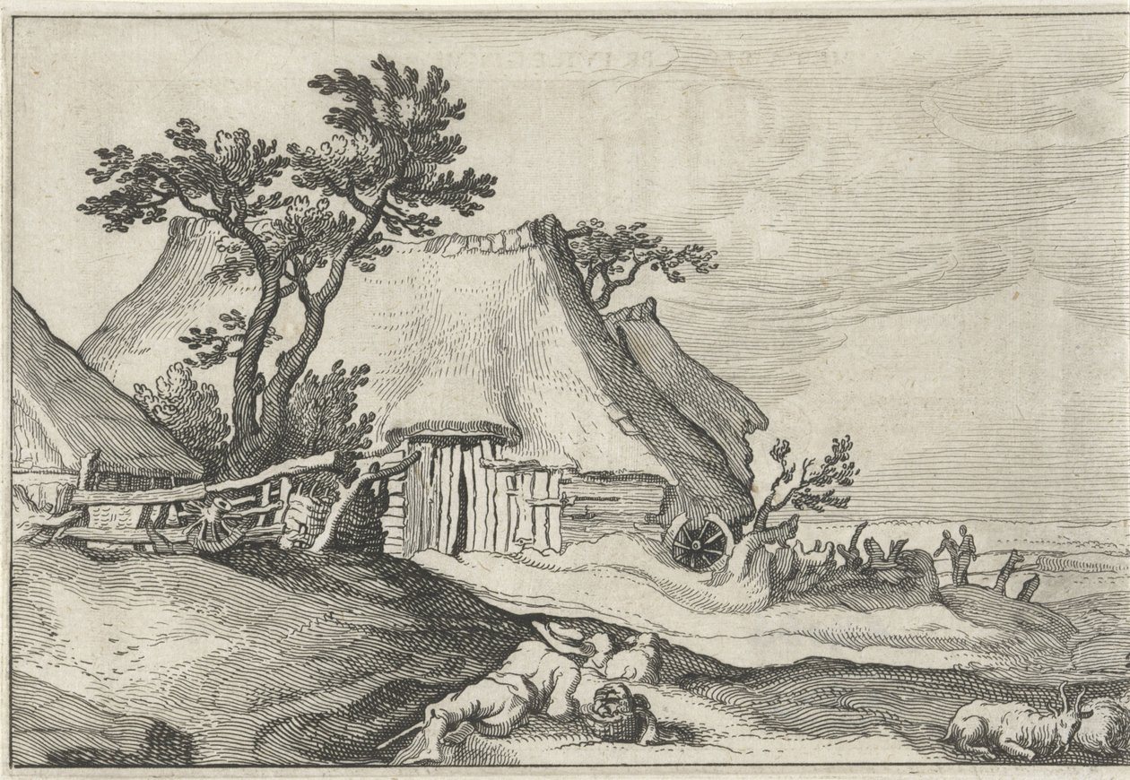 Farm és pásztor juhokkal és kecskékkel Tájak farmokkal (sorozat címe) alkotó: Claes Jansz. Visscher (II)