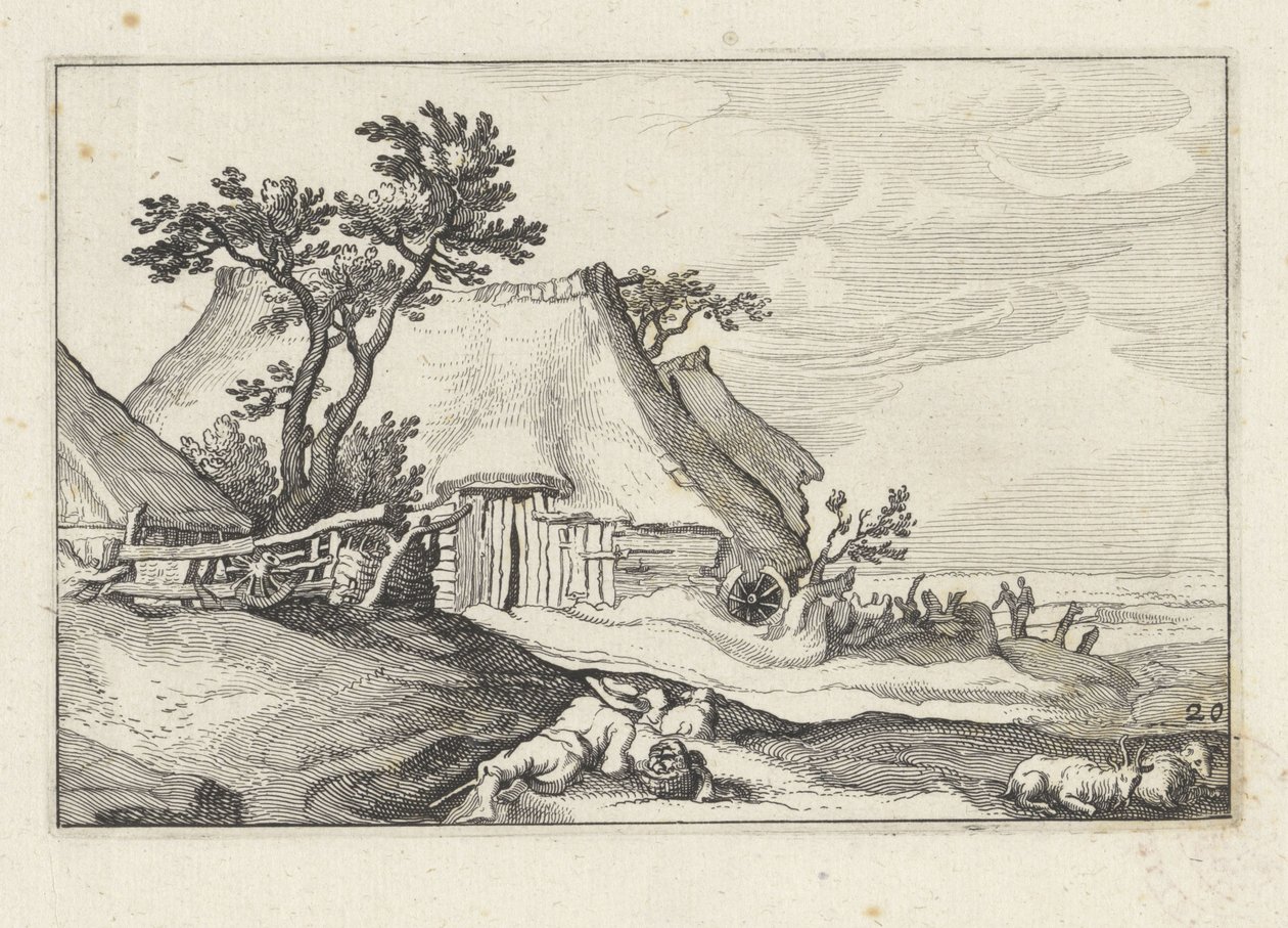 Farm és pásztor juhokkal és kecskékkel Tájak farmokkal (sorozat címe) alkotó: Claes Jansz. Visscher (II)