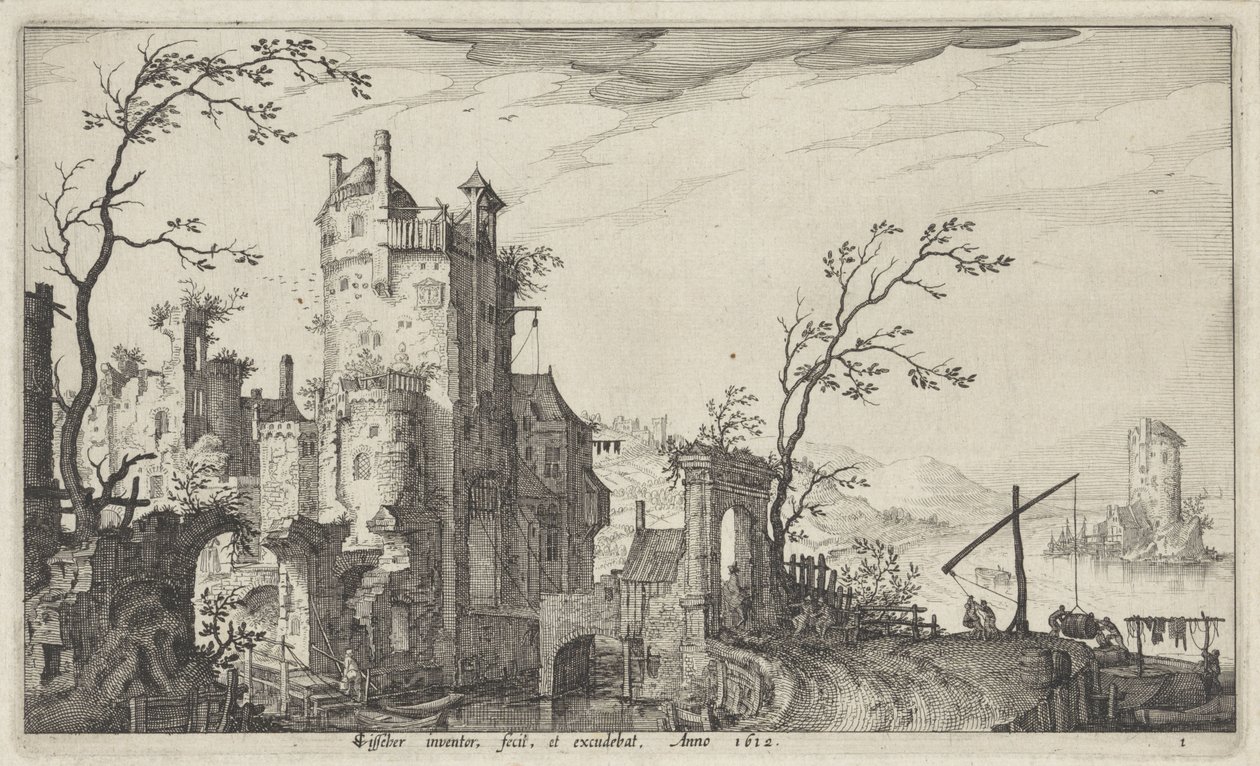 Romos városkapu a vízen alkotó: Claes Jansz. Visscher (II)