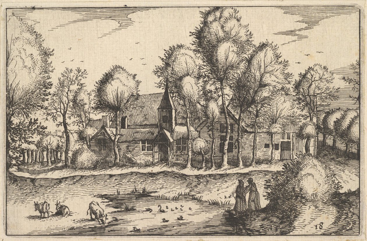 Egy tó, 18-as tábla a Brabanti Hercegség régiójából és villája, kb. 1610 alkotó: Claes Jansz Visscher