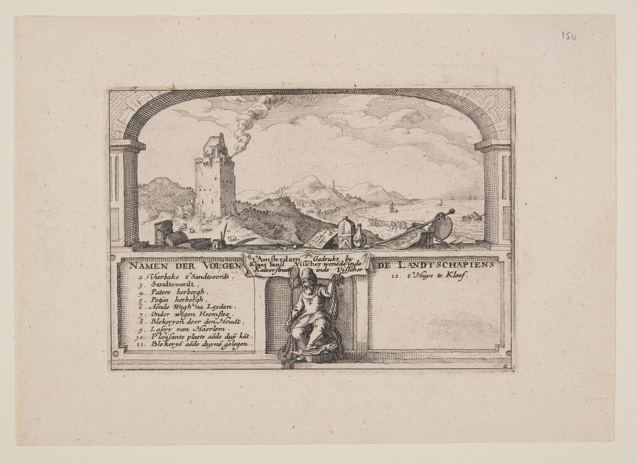 Zandvoort-i jelzőfény, a Haarlem környéki kilátásokból (Plaisante Plaetsen) alkotó: Claes Jansz. Visscher