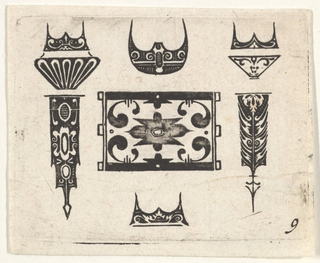 Blackwork nyomat kilenc motívummal, kb. 1620. alkotó: Claes Jansz Visscher