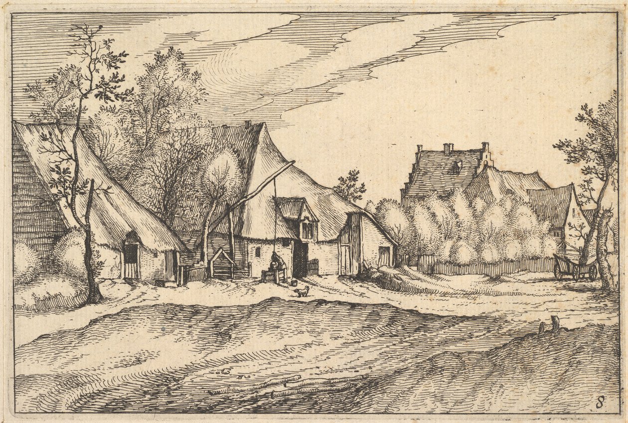 Farmok egy faluban a Brabanti Hercegség régióiból és villáiból, kb. 1610 alkotó: Claes Jansz Visscher