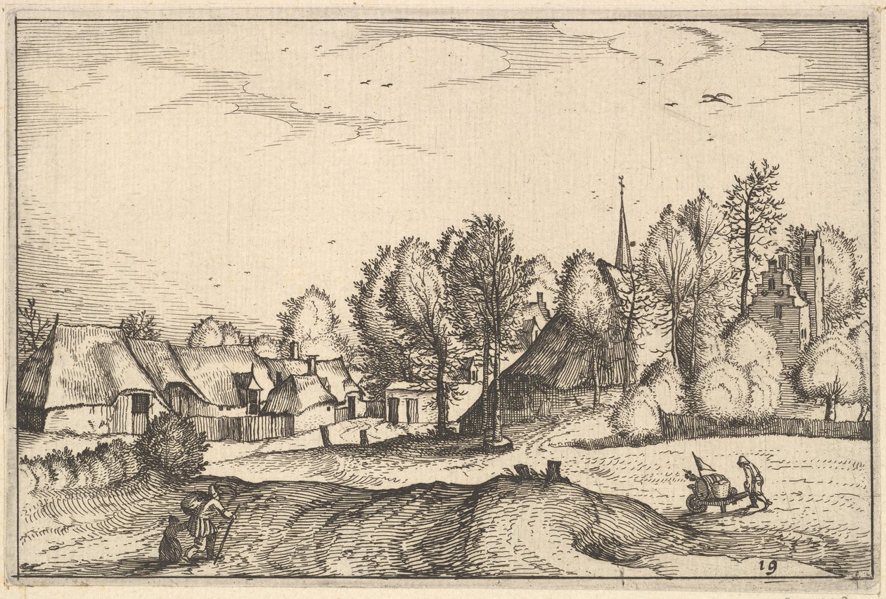 Út egy faluba, 19. tábla a Brabanti hercegség régiói és villái közül, kb. 1610 alkotó: Claes Jansz Visscher