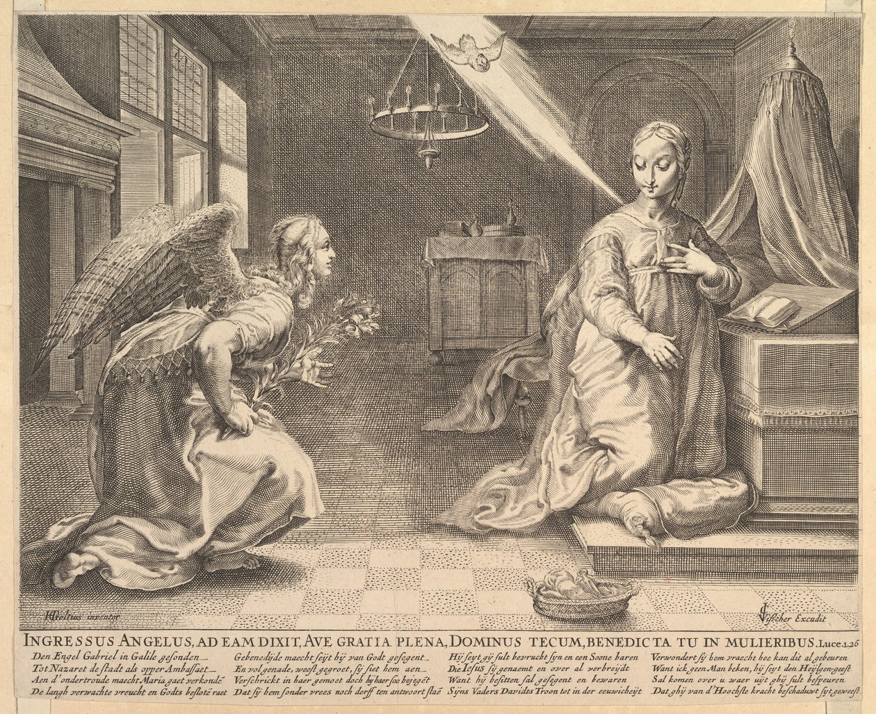 Angyali üdvözlet, 1652 előtt. alkotó: Claes Jansz Visscher