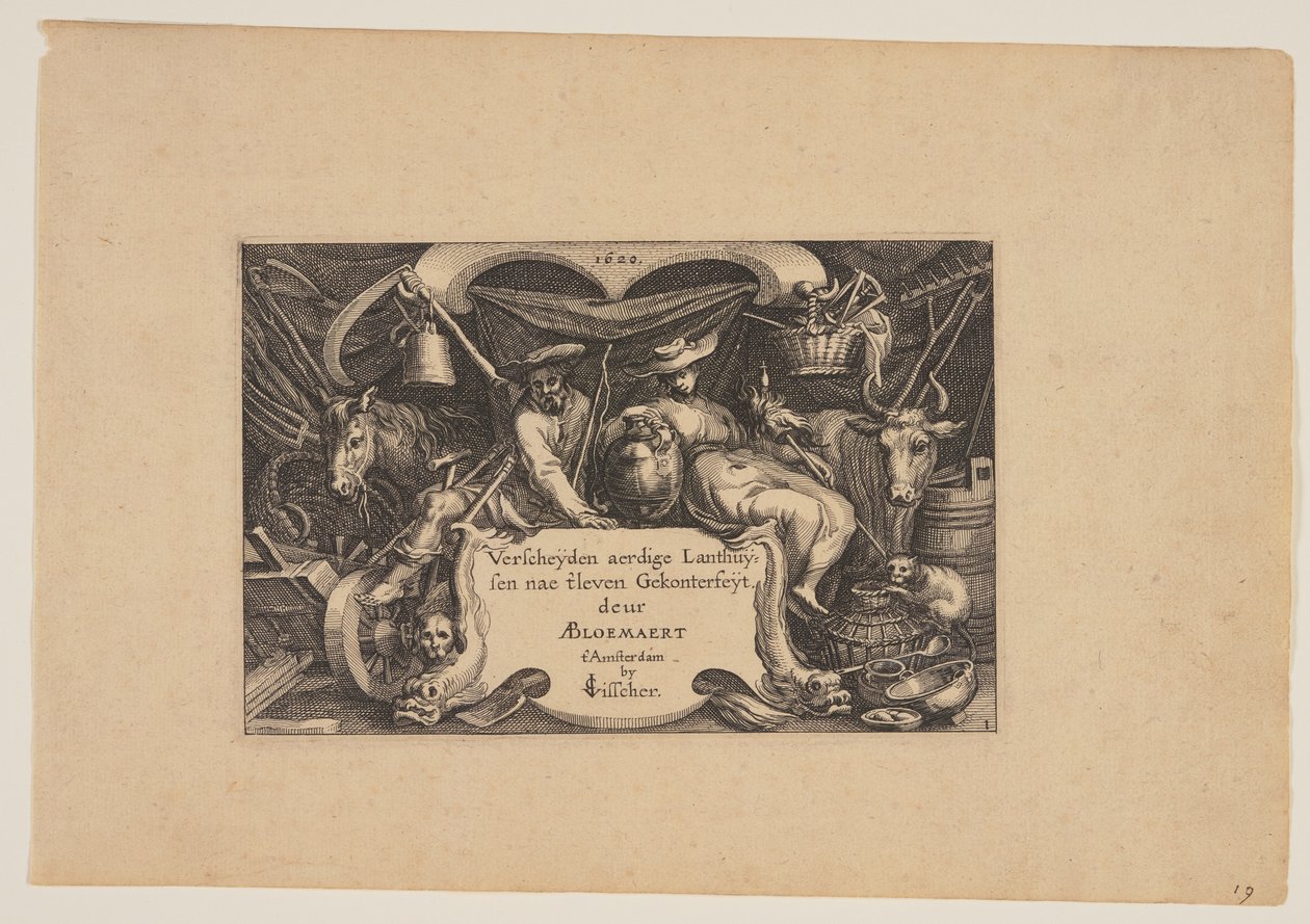 Címlap, a Tájképek (Verscheyden aerdige Lanthuysen...) alkotó: Claes Jansz. Visscher