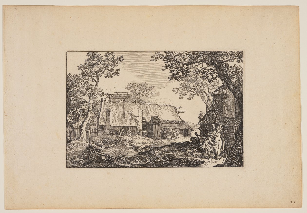 Tobias és az angyal, a Landscapes (Verscheyden aerdige Lanthuysen...) alkotó: Claes Jansz. Visscher