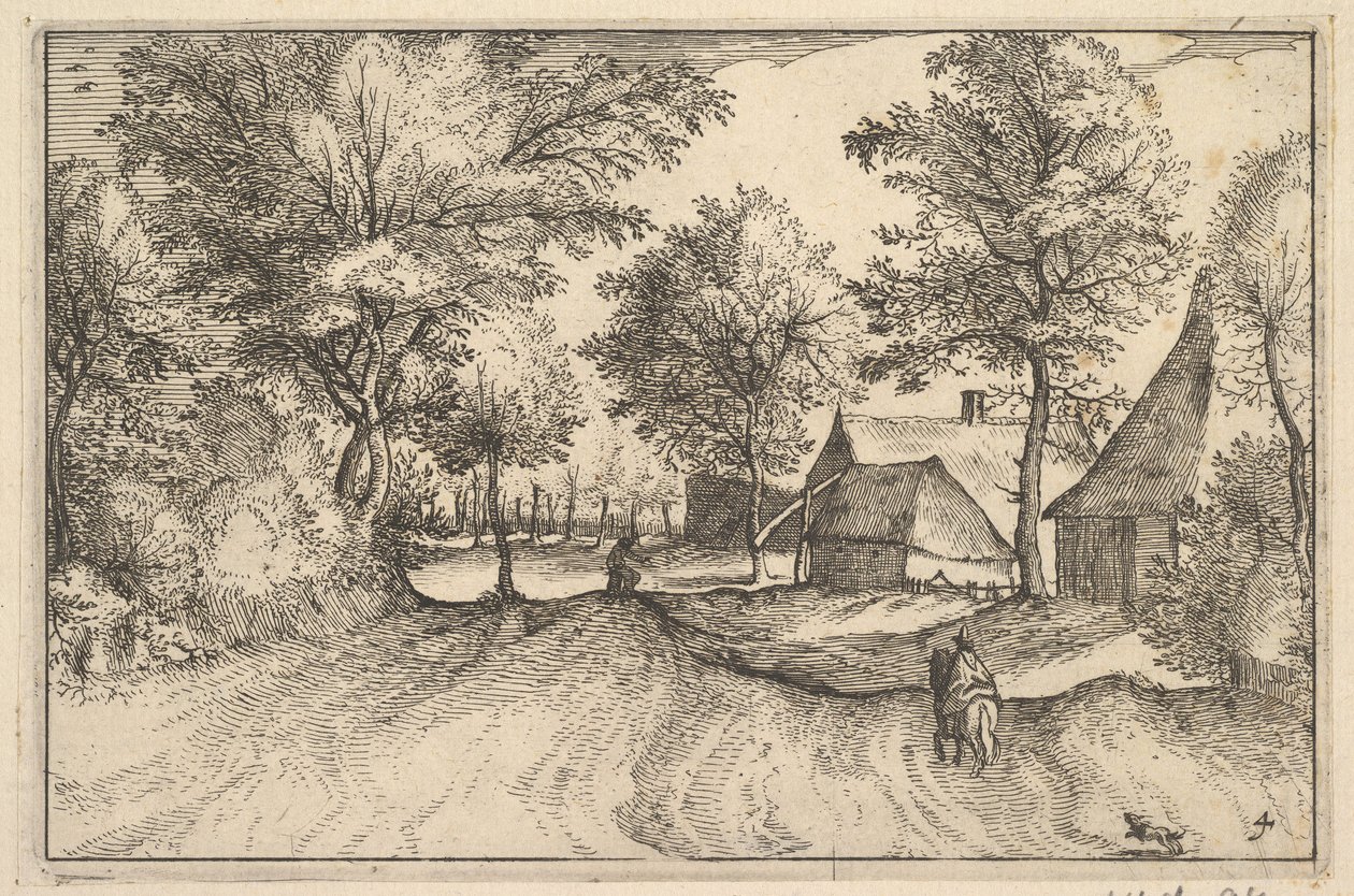 Village Road, 4. tábla a Brabanti Hercegségből, kb. 1610 alkotó: Claes Jansz Visscher