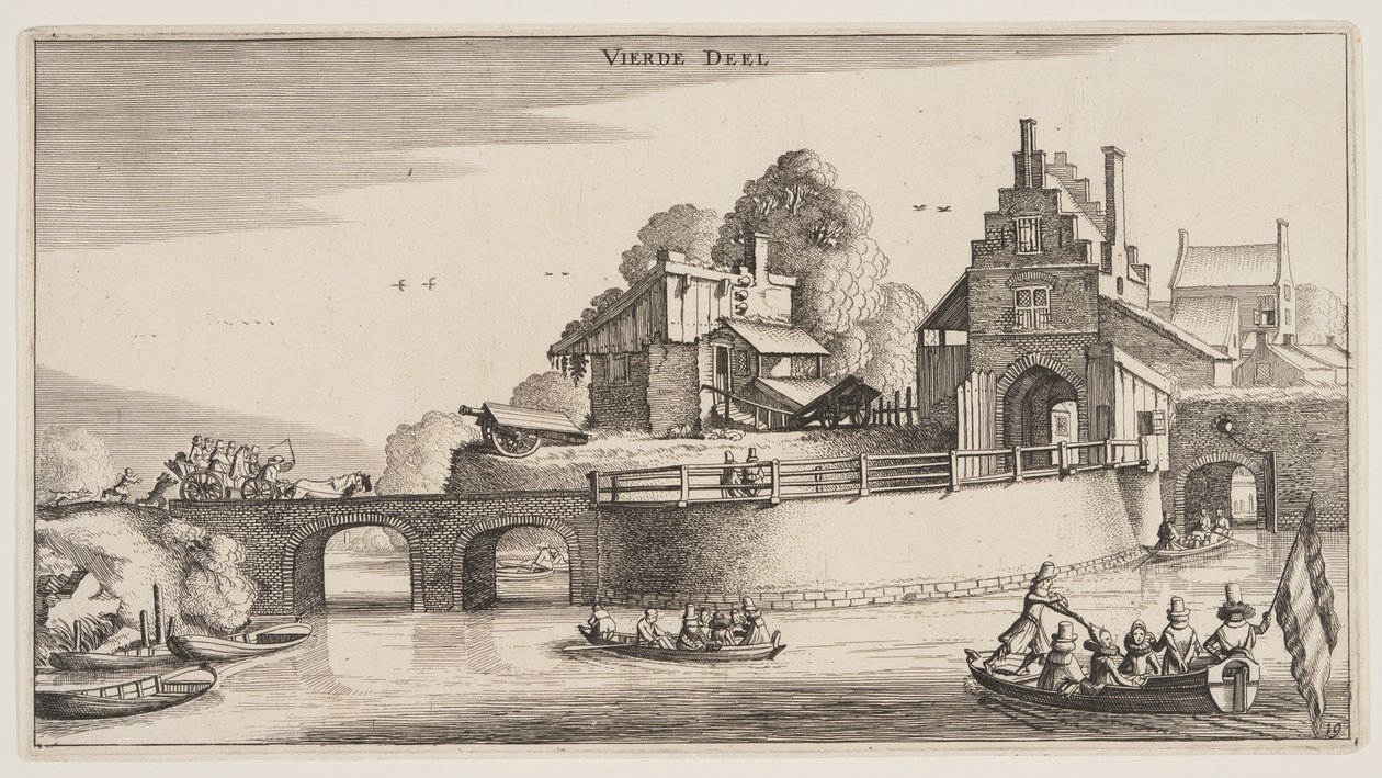 Város bejárata, a Tájképek (Playsante Lantschappen) című képből. alkotó: Claes Jansz. Visscher II