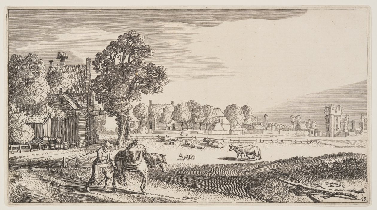 Utak egy legelő mentén, a Landscapes (Playsante Lantschappen) című filmből. alkotó: Claes Jansz. Visscher II