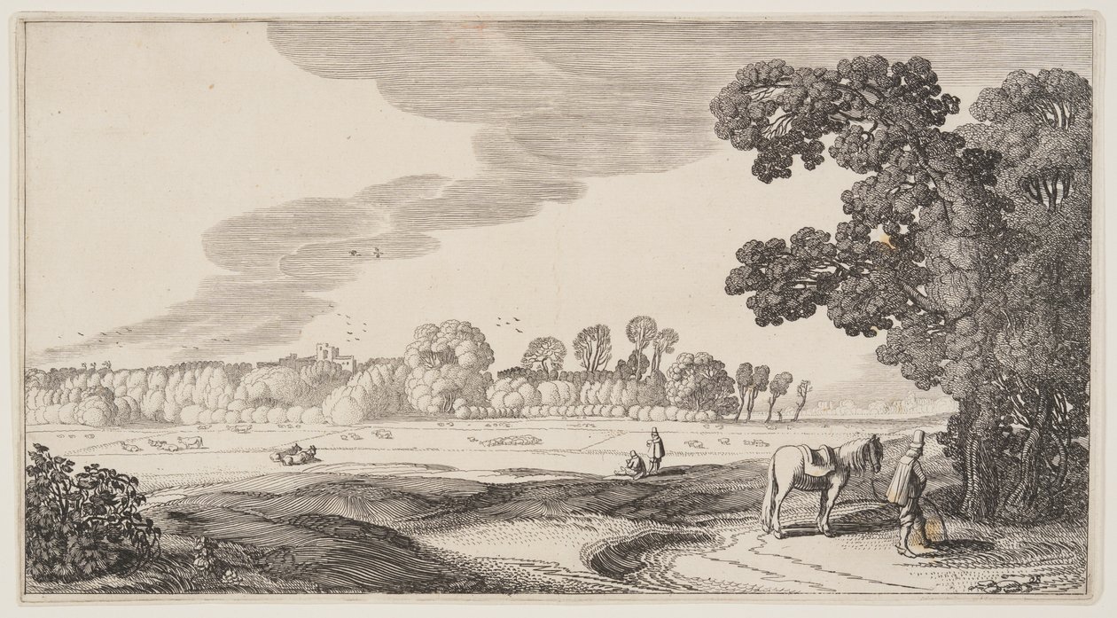 Kilátás a legelőkre, a Tájképek (Playsante Lantschappen) című képből alkotó: Claes Jansz. Visscher II